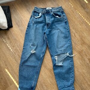 Abercrombie and Fitch 80's mom high rise jeans distressed denim